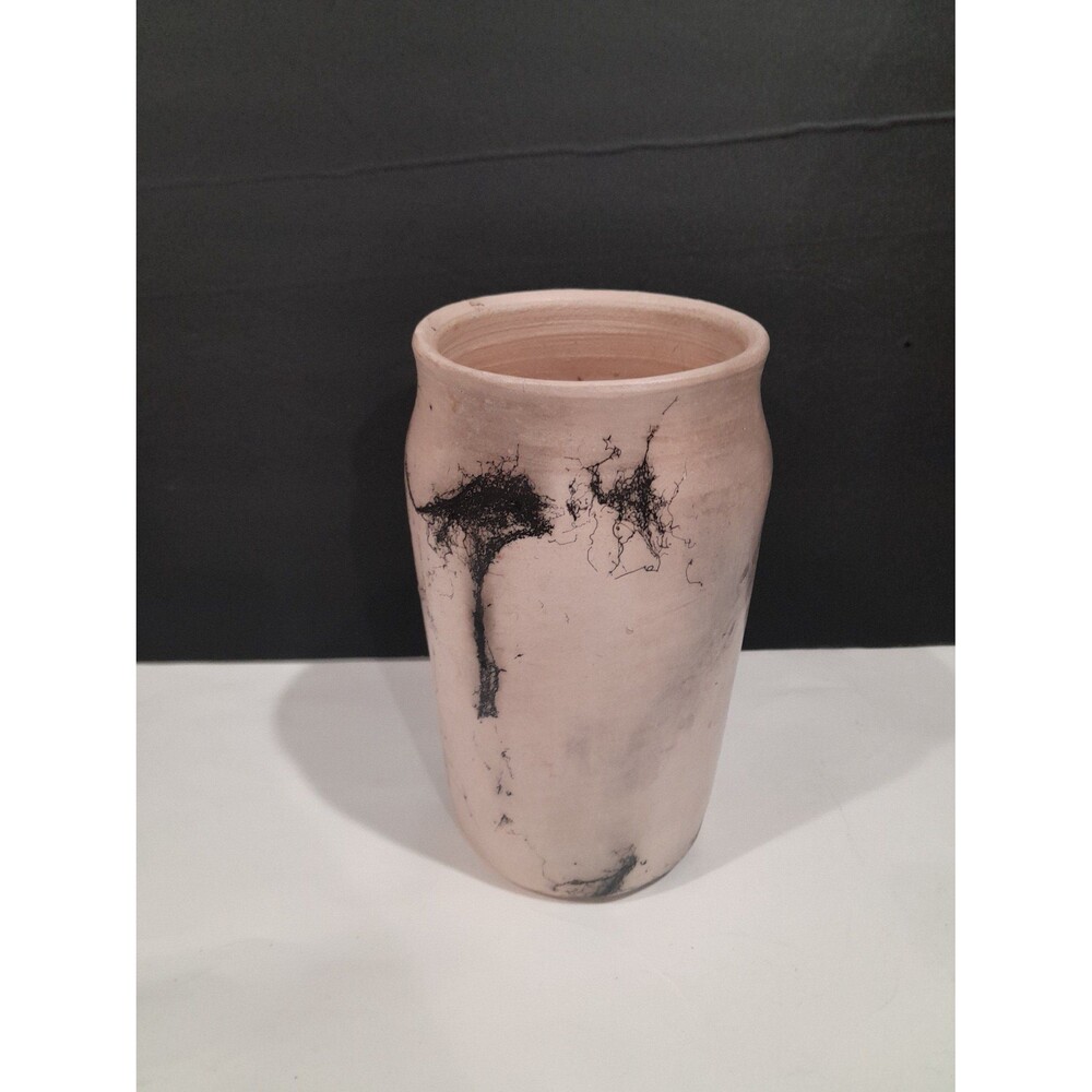Horsehair Pottery Vase, KK, 8 inch